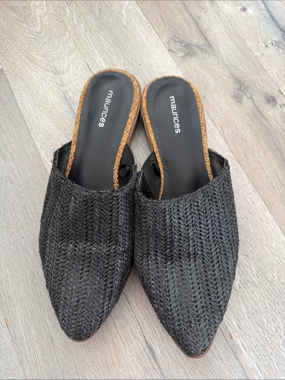 Maurices Black Woven Pointed Toe Mules size 9.5